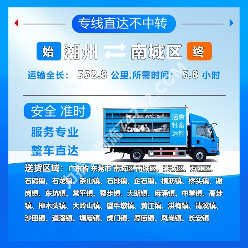 广东省潮州市到广东省东莞市南城区物流专线