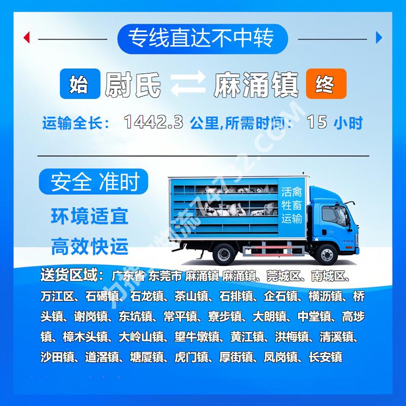 河南省开封市尉氏县至广东省东莞市麻涌镇活禽托运(蛋鸡运输)-通泰物流_低耗运输