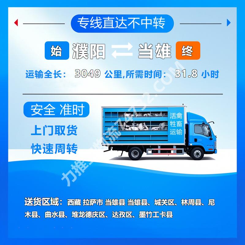 河南省濮阳市至西藏拉萨市当雄县活禽托运_生猪托运运输{快运通物流}高效便捷